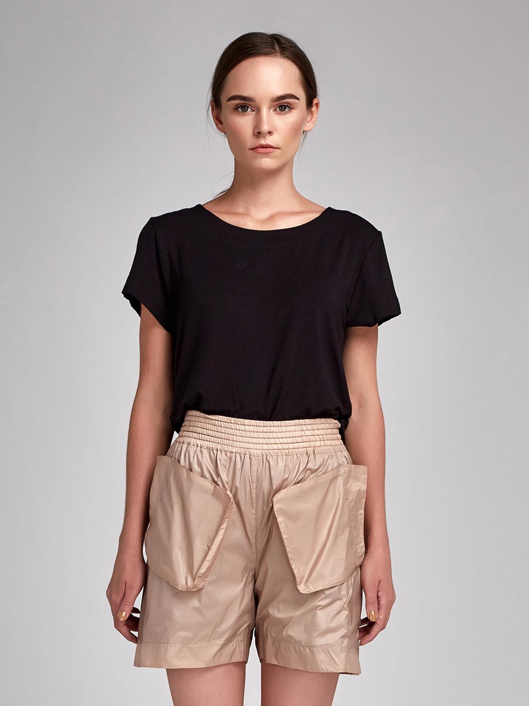 Beige Parachute Shorts